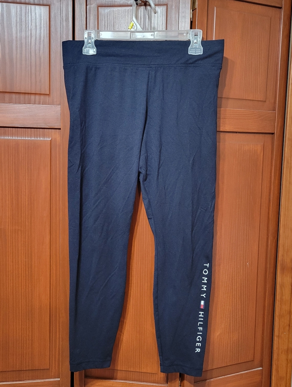 Tommy Hilfiger Navy Blue Athletic Skinny Leg Leggings Logo | Sz Large